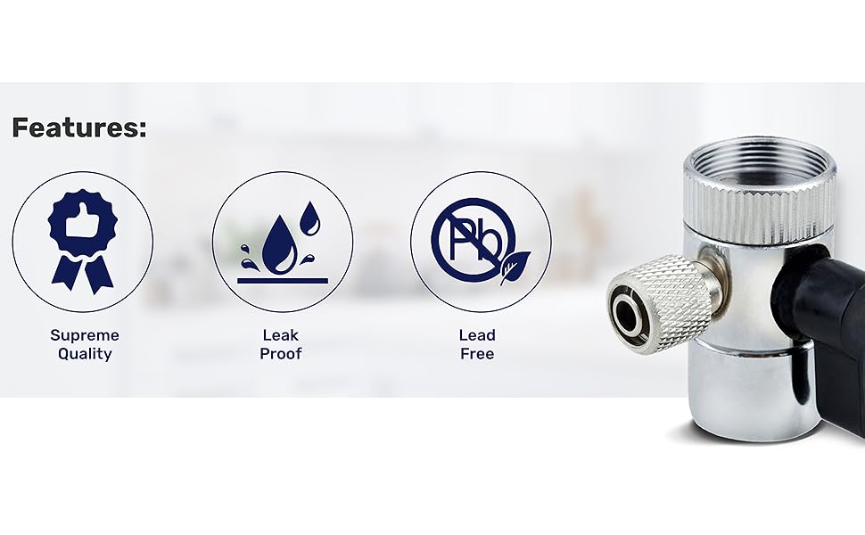 LiquaGen Chrome Faucet Diverter Valve/Adapter Ring w/Tubing Reverse