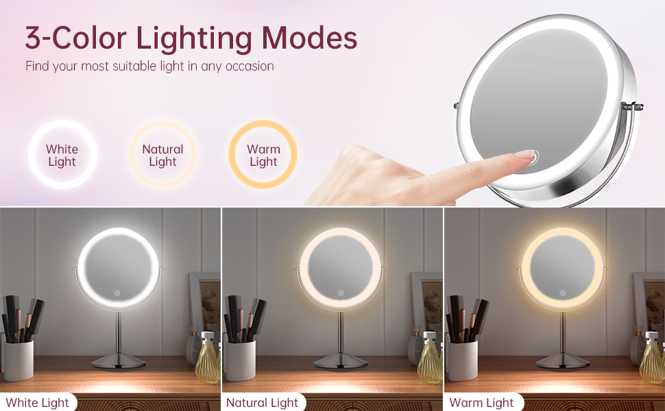 Gospire 8 Inch Lighted Makeup Mirror 1X/10X Magnifying LED