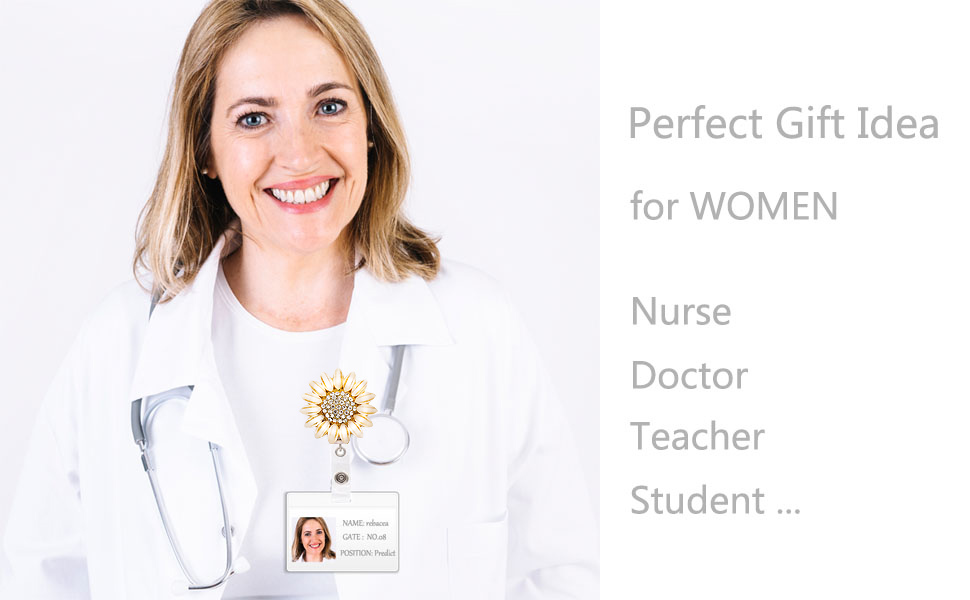 Ascrafter Luxury Flower Retractable Name Card Badge Holder with