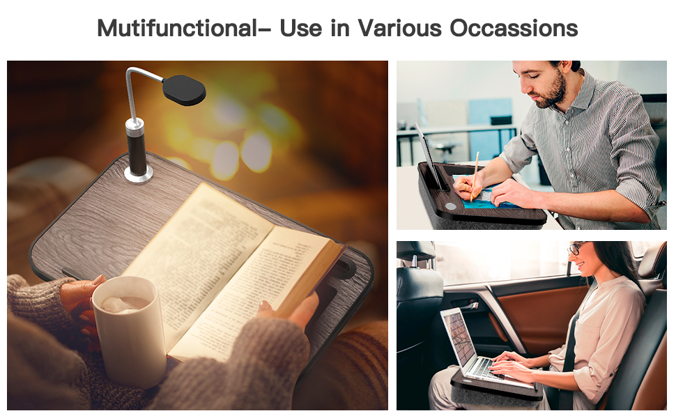 HUANUO Laptop Tray with Cushion, Portable with a Removable LED Light