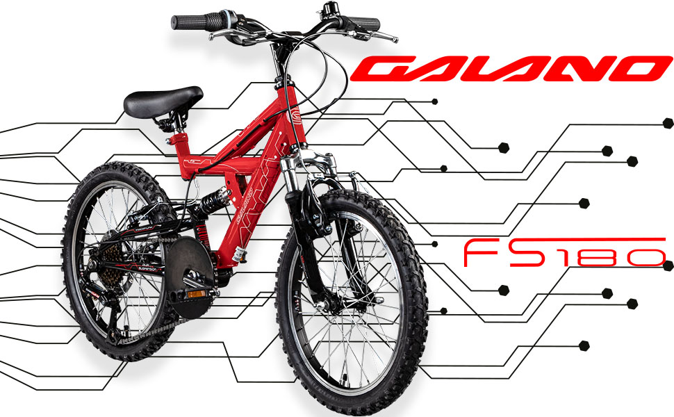 Galano FS180 18 Zoll Mountainbike Full Suspension Kinderfahrrad Fully MTB Kinder ab 5 Jahre Fahrrad