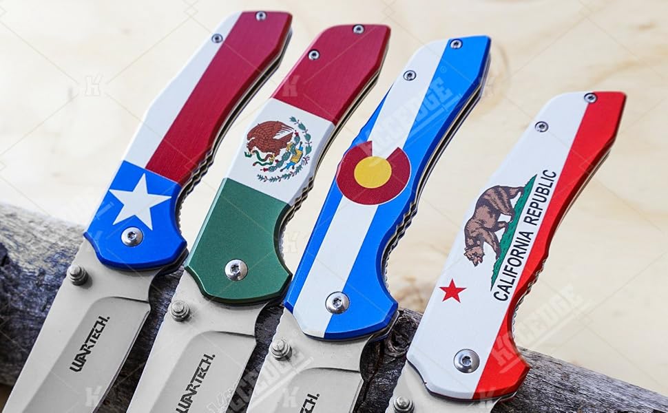 8" Flag Knife California Colorado Texas Mexico