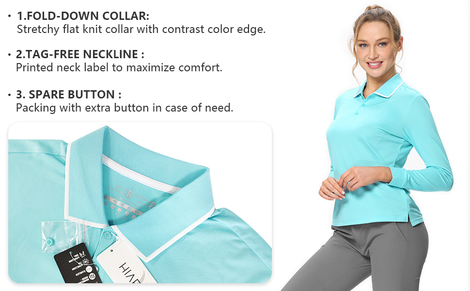  Golf Polo Shirts for Women Long Sleeve UPF 50+ Tennis Tops Casual Athletic collared Shirts