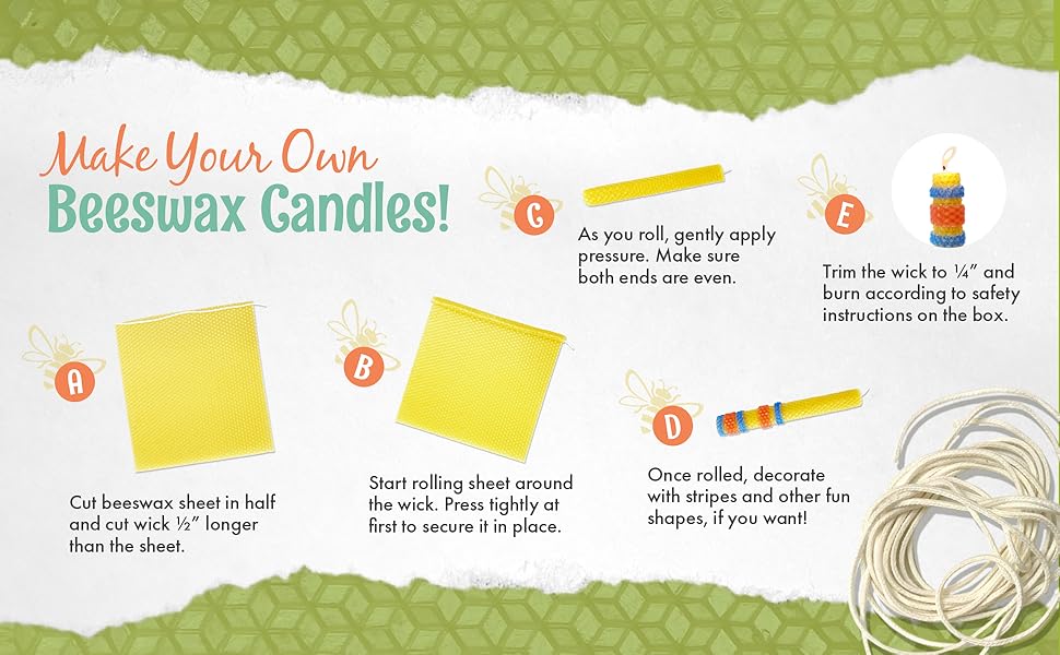 Make Your Own Beeswax Candle Kit Includes 10 Full Size 100 Beeswax