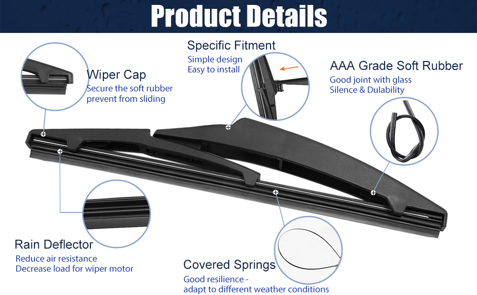 X AUTOHAUX Rear Windshield Wiper Blade 200mm 8 Inch for