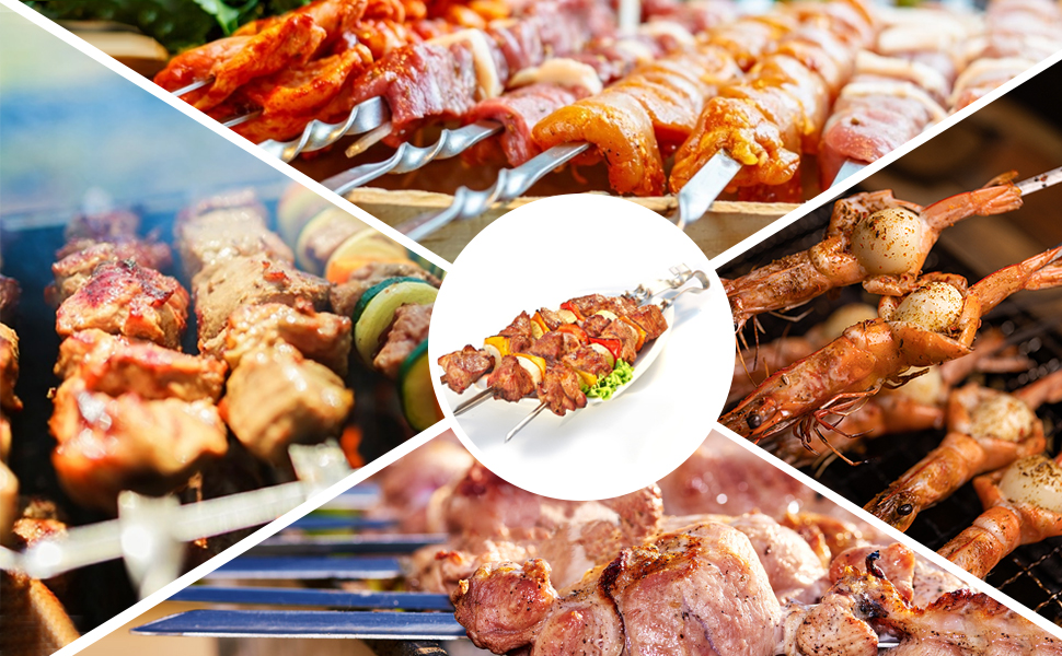 BearMoo Kabob Skewers VShape Metal BBQ Barbecue Skewer 17