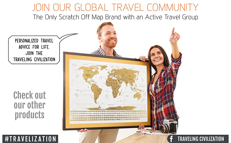 Scratch Off Map of The World with Flags 24 x 17 Easy to