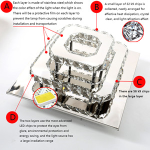 Plafoniera Cristallo A LED, 36W Lampadario Cristallo Moderna, Integrati Lampada Da Soffitto Per Soggiorno Camera Da Letto 6000K 30CM (Luce Bianca Fredda) 13 Lampadario soggiorno in cristallo