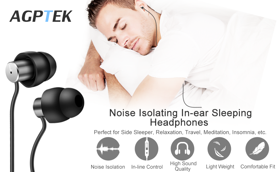 AGPTEK Sleep Earbuds, Ultrasoft Silicone Noise Isolating Headphones