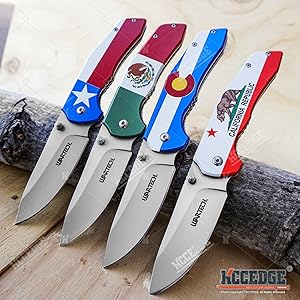 8" Flag Knife California Colorado Texas Mexico