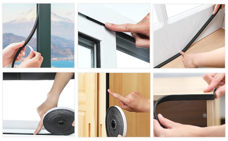 Weather Stripping Door Seal Strip Foam Insulation Tape Self