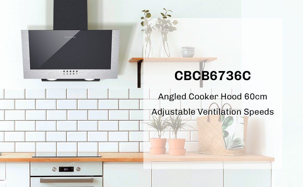 CIARRA CBCB6736C Angled Cooker Hood 60cm LED Lights & Stainless Steel