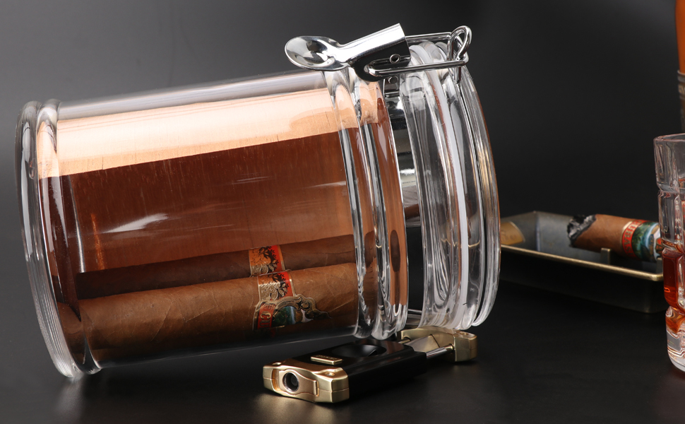 XIFEI Acrylic Humidor Jar with Humidifier and Hygrometerhumidor That