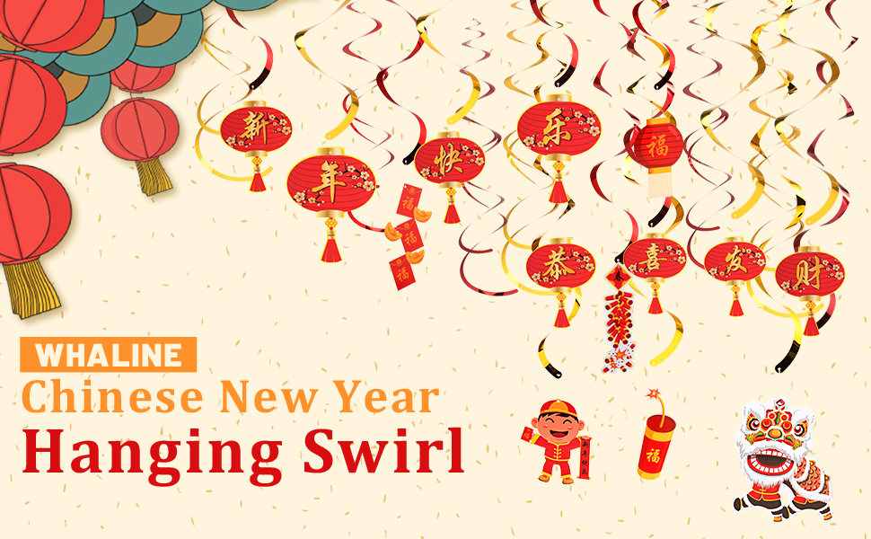 Whaline Pack of 20 Chinese New Year Hanging Decorations Hanging Swirl