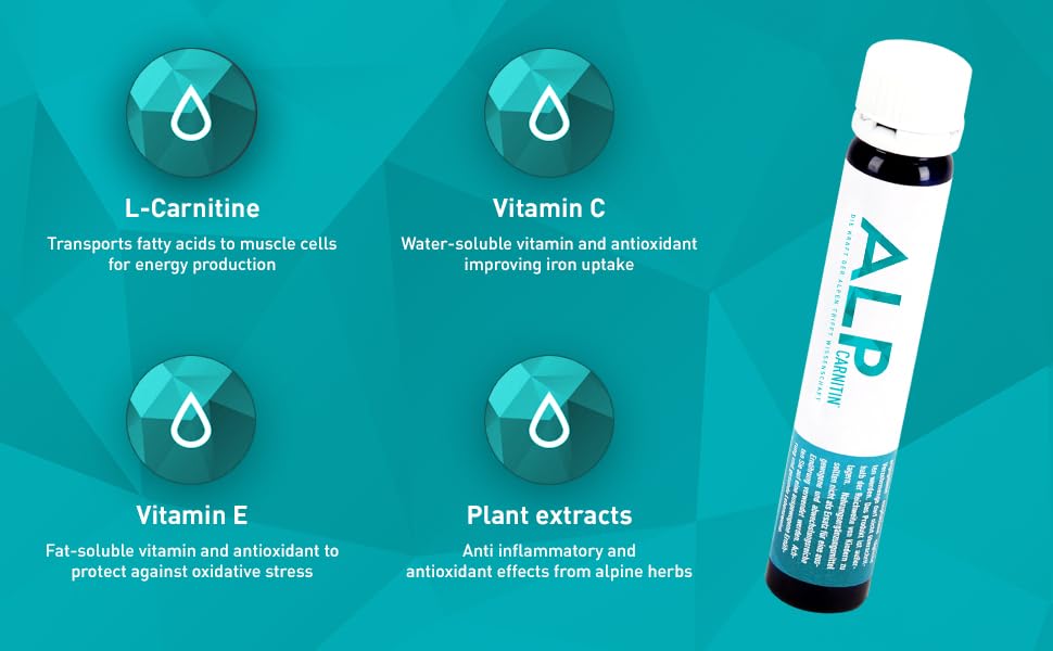 ALP CARNITINE Ampoules 14x 25ml L Carnitine Liquid Vitamin C E Pre