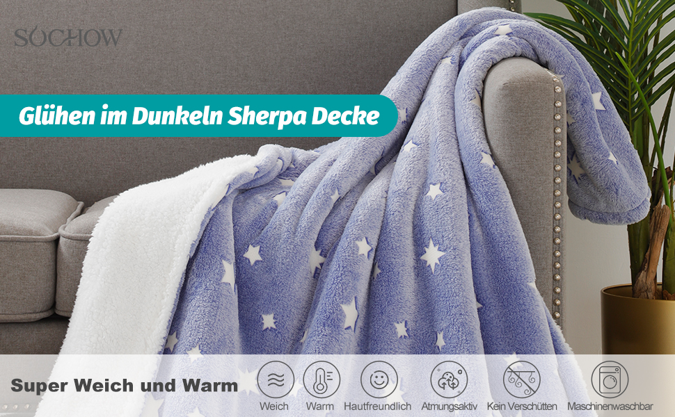 SOCHOW Glühen im Dunkeln Sherpa Decke