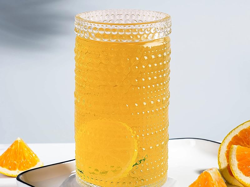 Amazon.com | Hobnail Drinking Glasses Set of 8-16oz Vintage
