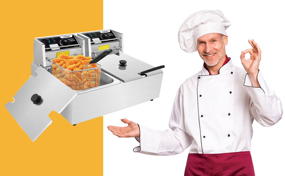 Commercial Deep Fryer, 12.7QT Electric Countertop Deep