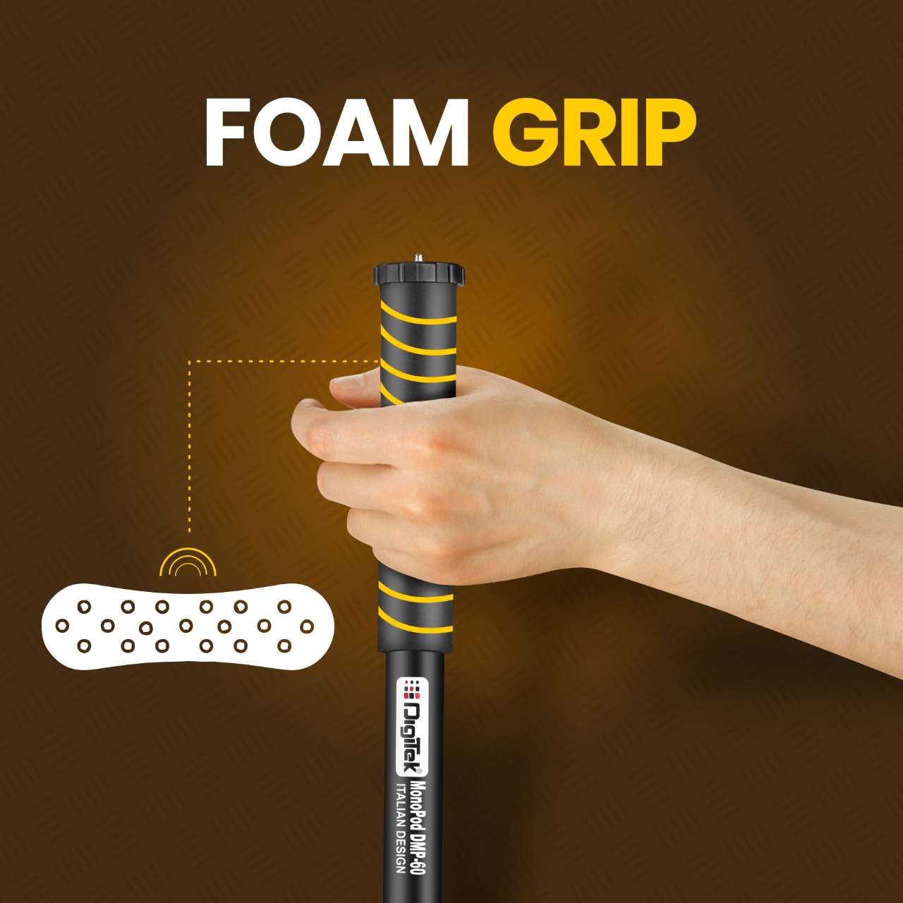 Digitek DMP 60N Professional Camera Monopod, 4-Section Adjustable, 5.15ft Max Height, 5kg Load Capacity, 1/4" & 3/8" Dual Mount Thread Adapter, for DSLR & Video Cameras, Black