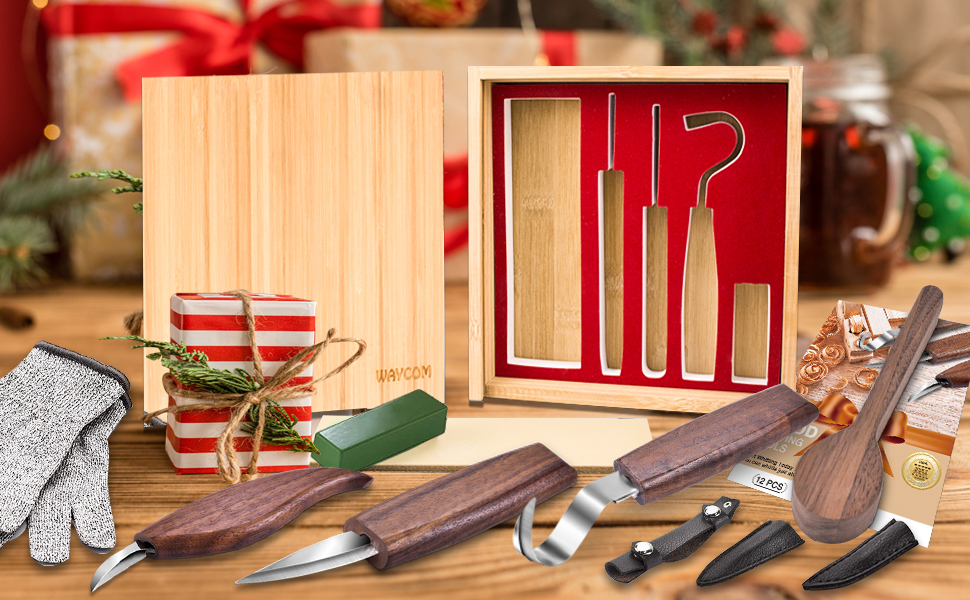 12pcs Wood Whittling Kit Wood Carving Tools Set Hook