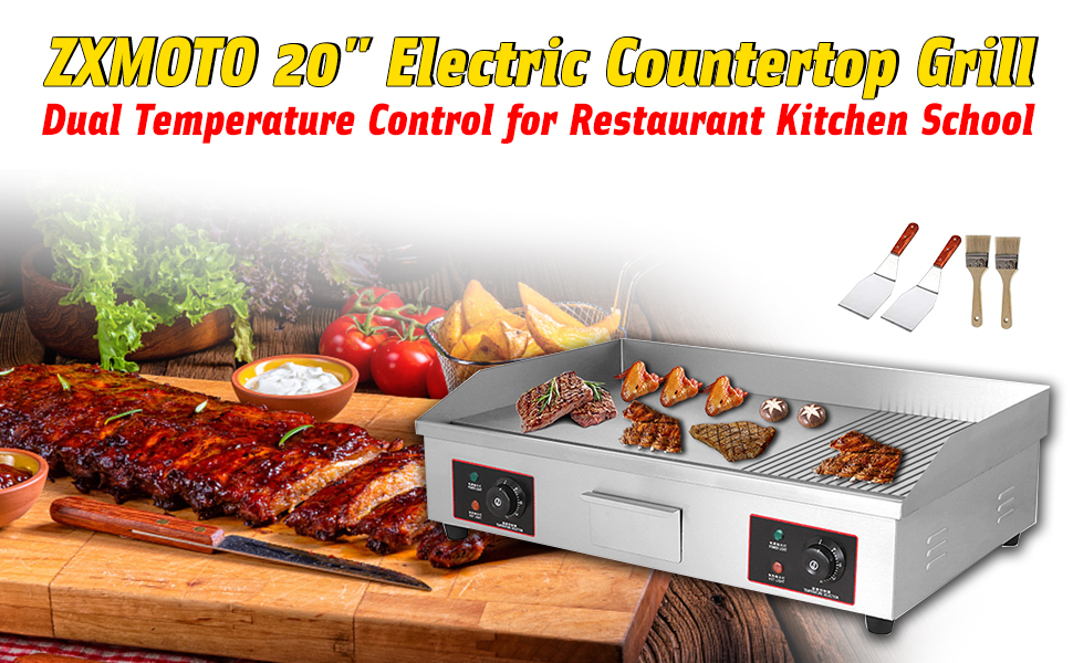 ZXMOTO 29'' Electric Countertop Griddle Grill 110V Nonstick