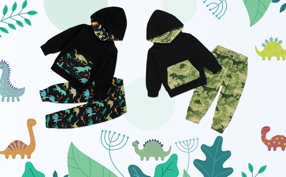 Kids Boy Dinosaur Hoodie Tracksuit Set