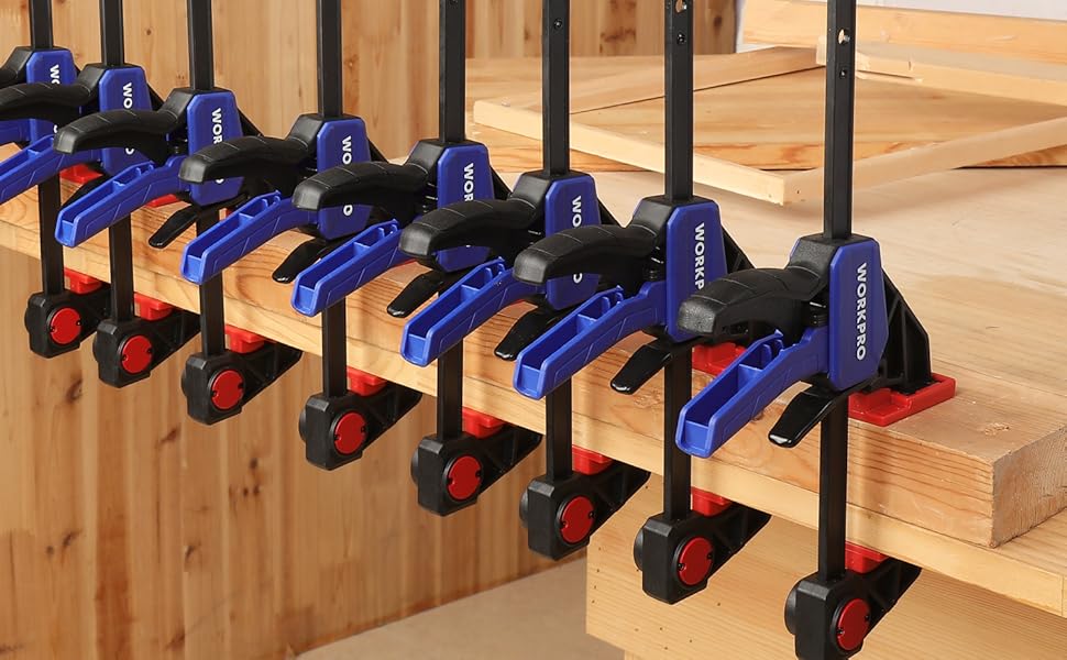 WORKPRO Bar Clamps for Woodworking, 6Pack OneHanded Clamp/Spreader, 6