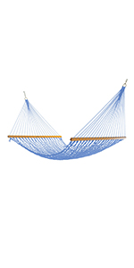 Nags Head Hammocks NH11OT Single Oatmeal Duracord Rope Hammock with Free Extension Chains & Tree Hooks, Handcrafted in The USA, Accommodates 1 Person, 450 LB Weight Capacity, 12 ft. x 49 in. Nags Head Hammocks Coastal Blue DuraCord Rope Hammock