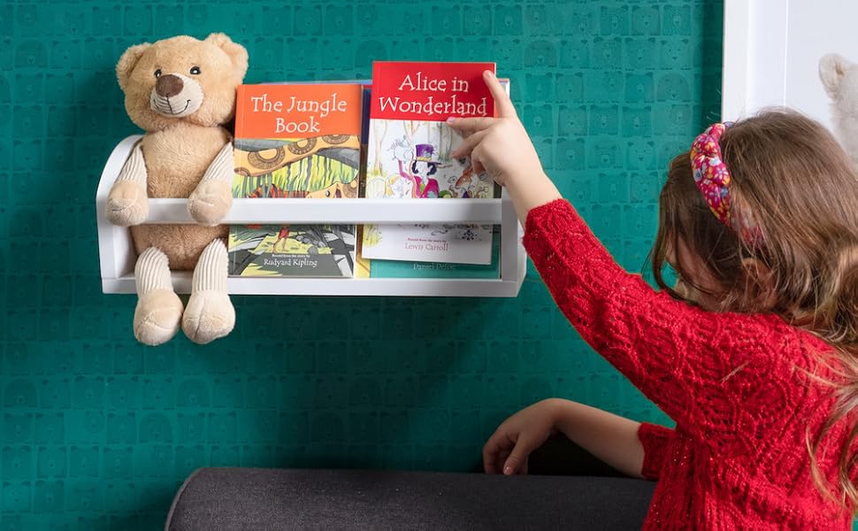 Wallniture Lissa Wall Shelf 17" Wood Wall Mounted White Bookshelf for