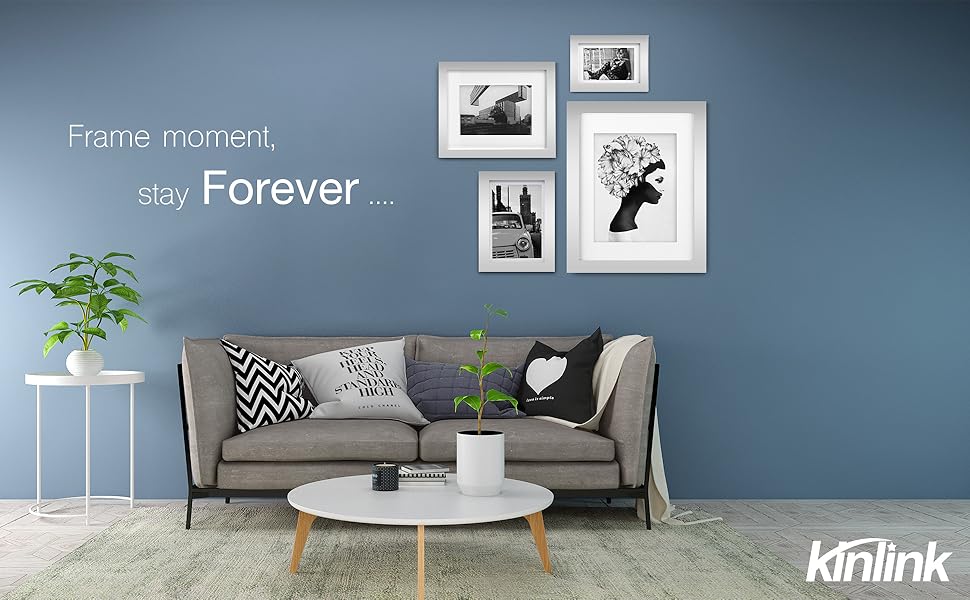 KINLINK 8x10 Picture Frames SilverWood Frames with