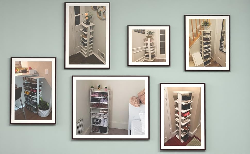 Tangkula 7 Tiers Vertical Shoe Rack, Entryway Wooden Shoes