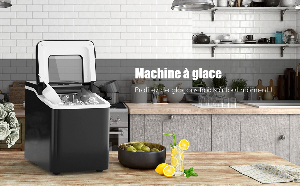 GOPLUS Machine A Glacons 12KG En 24H Avec Reservoir D'Eau 1,5L, 9 Glacons En 8 Min, Auto-Nettoyage, Affichage-LCD, Panier Amovible Et Pelle Inclus, Pour Bar, Bureau, Maison (Rouge) 12 z