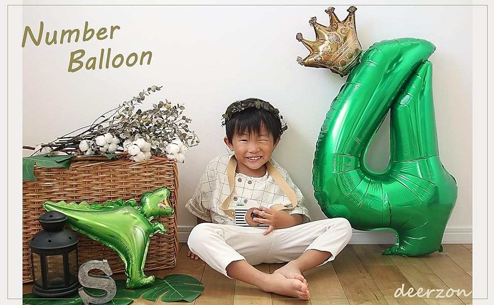 Amazon | deerzon 恐竜 数字 バルーン セット 誕生日 飾り付け