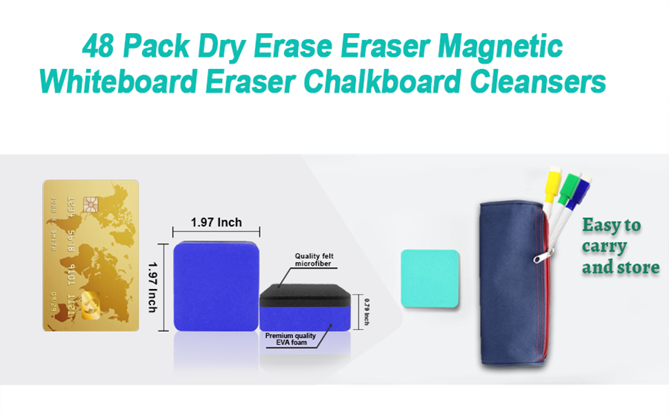 Mini Dry Erase Erasers, IHPUKIDI 48 Pack