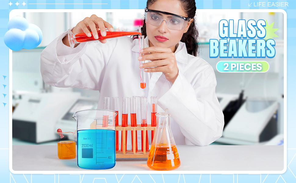 Relaxweex 3 Pcs 1000ml 3.3 Borosilicate Glass Beaker Lab Griffin Low Form
