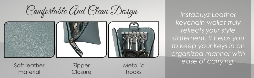 B07HG4G9HV - Instabuyz Leather 6 Key Hooks Unisex Keychain Wallet