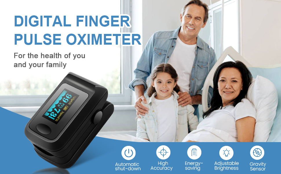 Pulse Oximeter 3 in 1 Blood Oxygen Saturation Monitor SpO2/PRbpm/PI