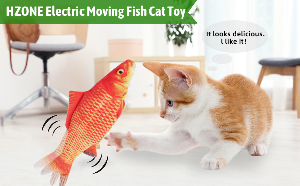 HZONE Electric Flopping Fish Cat Toy, Realistic Plush