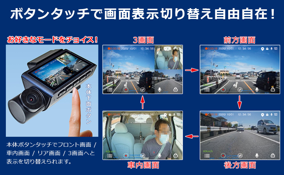 Amazon | エフ・アール・シー (F.R.C) 前方・車内・後方3カメラ