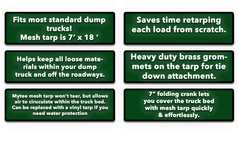 Mytee Products Dump Truck & Trailer Tarp Kit with 7' x 18