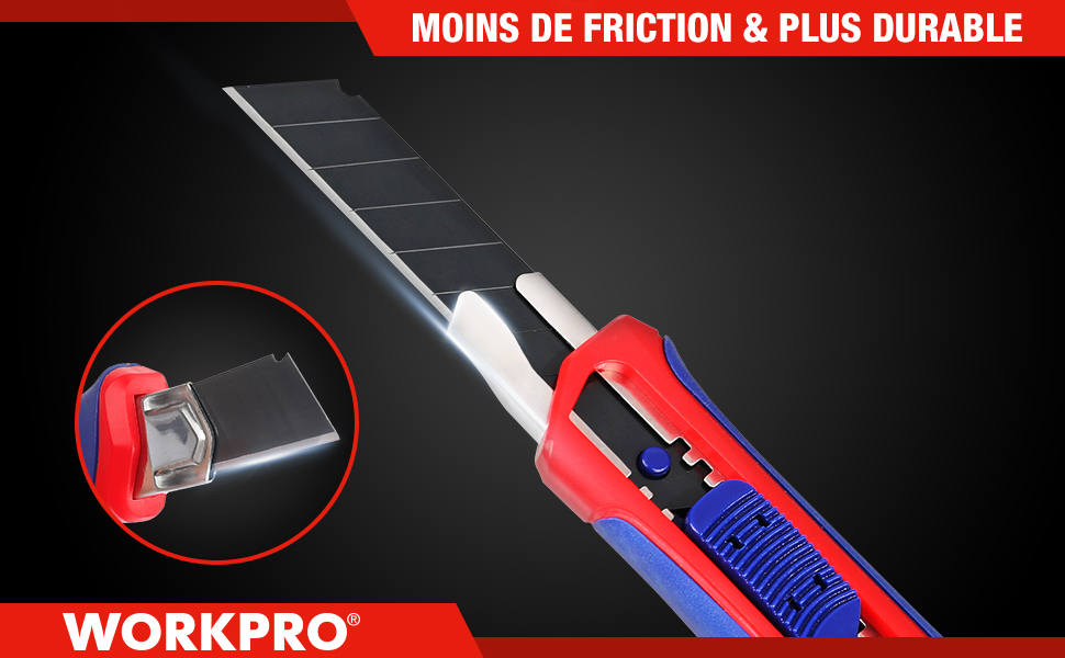 WORKPRO Lot De 5 Cutters Professionnels, Couteau Utilitaire Rétractable 18mm, Couteau De Graphique Avec Lame En SK5 (20 Lames De Rechanges Compris), Idéales Pour Couper Les Papiers, Les Cartons 12 1