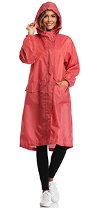 women rain jacket long