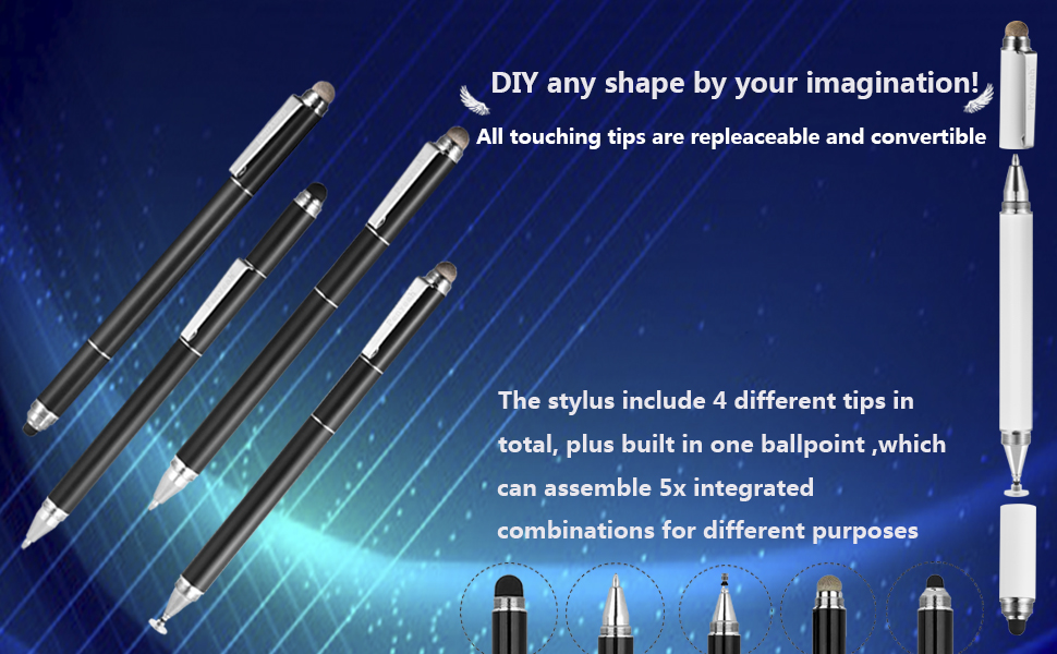 Penyeah Stylus Pen, 4 in 1 Disc Stylus Pens for Touch Screens, High