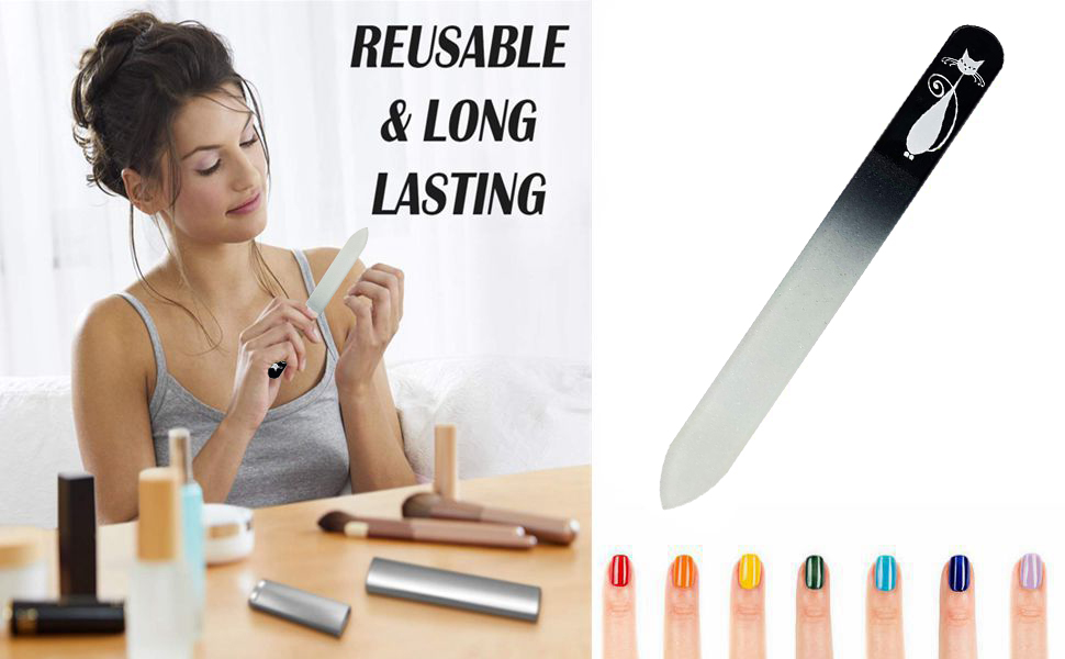 Glass Nail File in Case, Crystal Fingernail File for