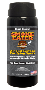 Smoke Eater spray can black glacier odor remover