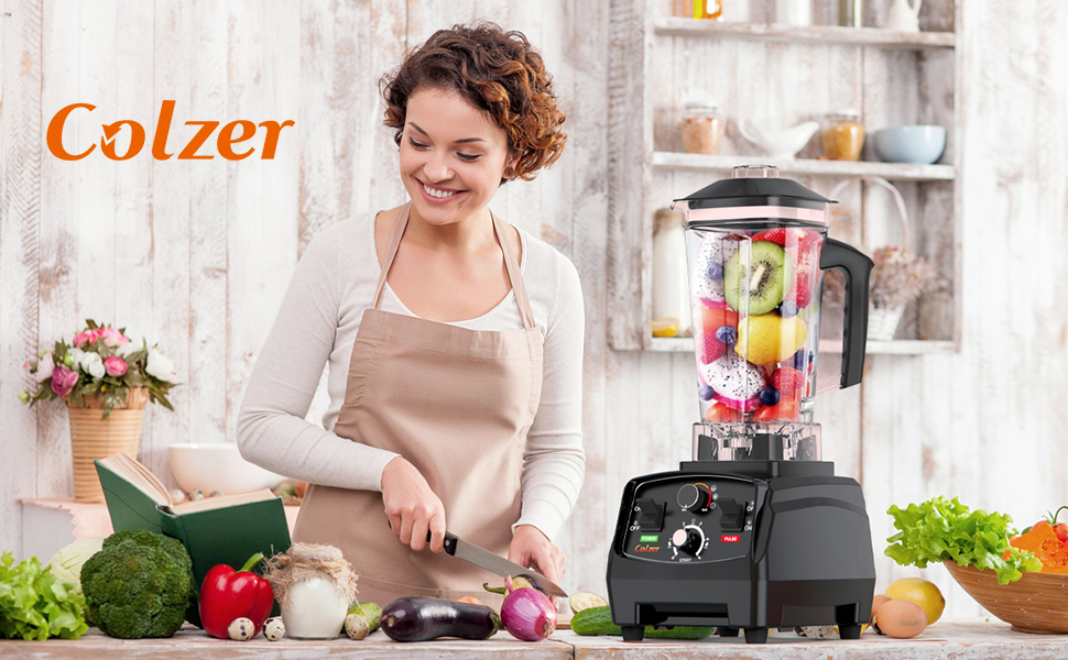 COLZER Professional Countertop Blender with 2200Watt Base, Smoothie