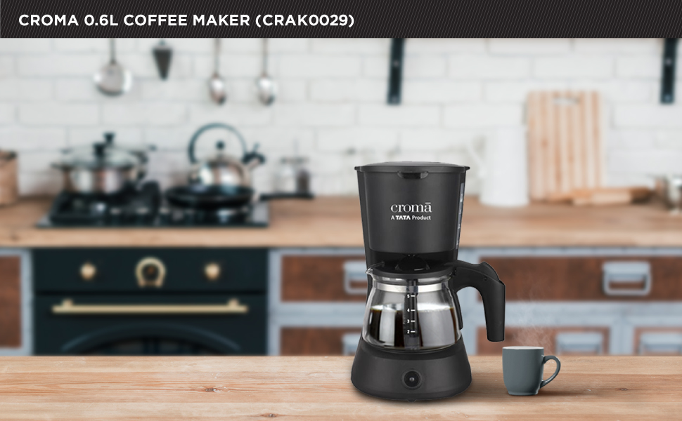 Croma Drip Coffee Maker 0.6L with 5 Cup Capacity, Keep Warm Function