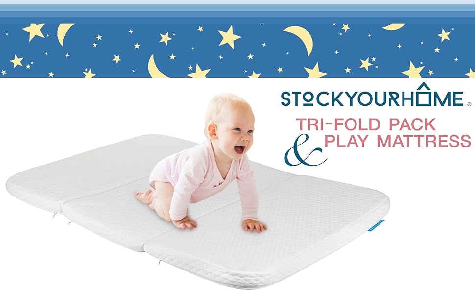 Pack and Play Mattress Pad Trifold Portable Roll Up Playpen Mattress
