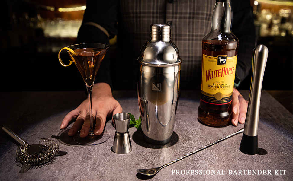 KITESSENSU Cocktail Shaker Set Bartender Bar with Stand Kit Ki Reservation