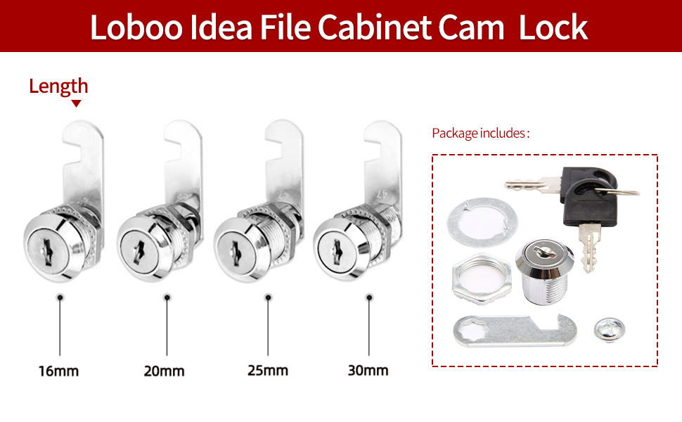 Loboo Idea Cam Lock File Lock Cupboard Locks with Keys for Door